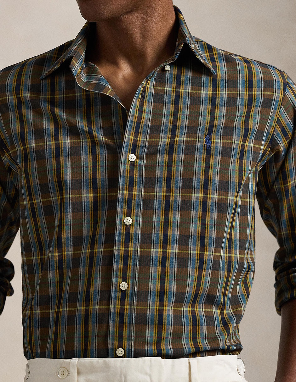 Camisa business casual de algodón manga larga para hombre 4