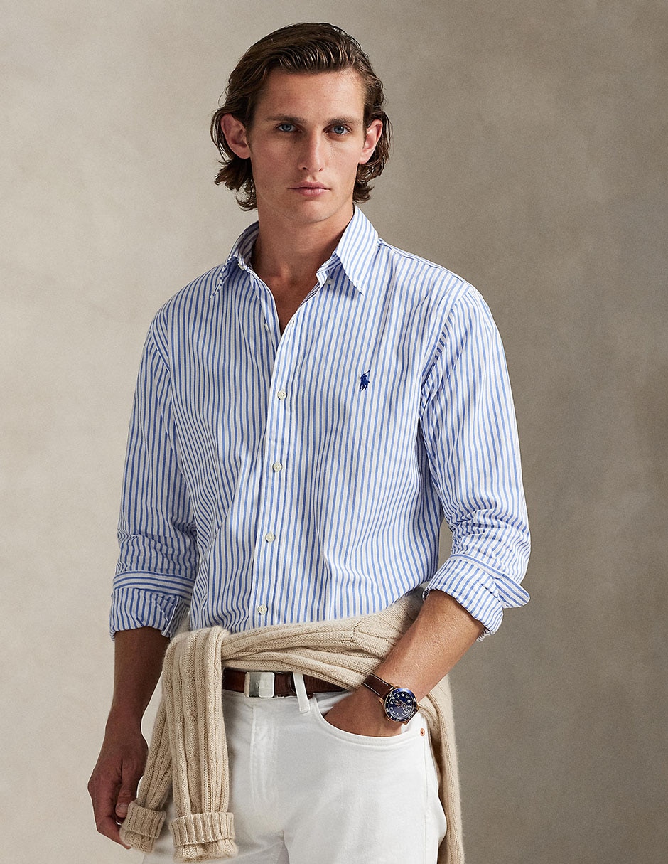 Camisa business casual de algodón manga larga para hombre