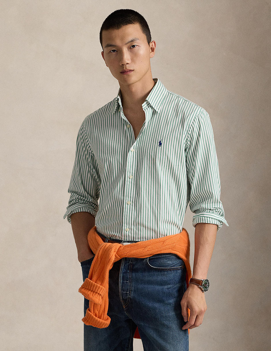 Camisa business casual de algodón manga larga para hombre