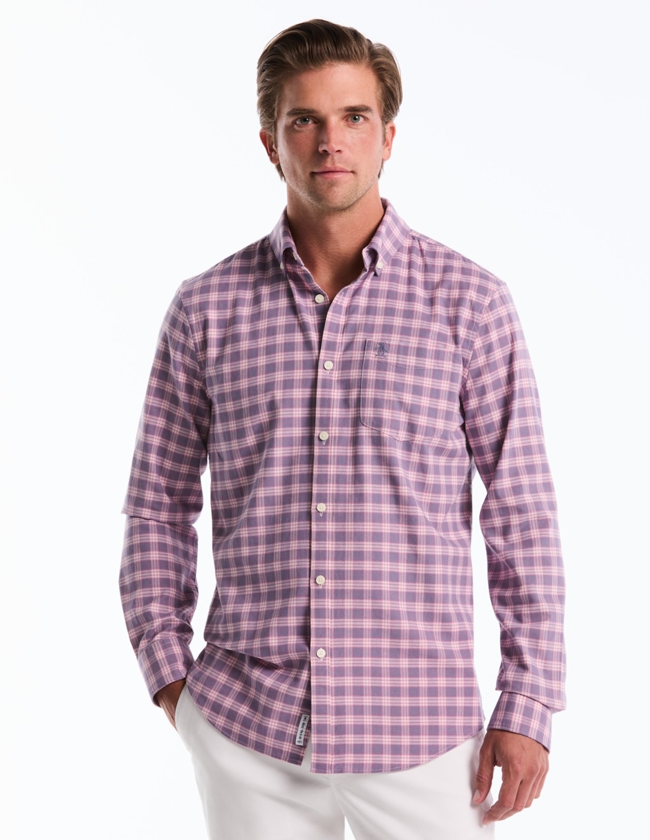 Camisa casual de algodón manga larga para hombre