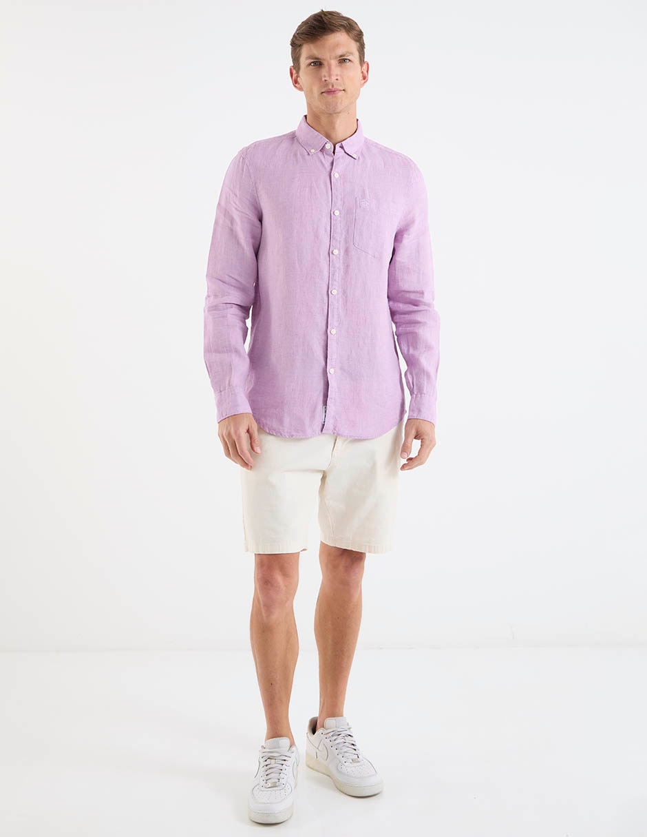 Camisa casual de lino manga larga para hombre 3