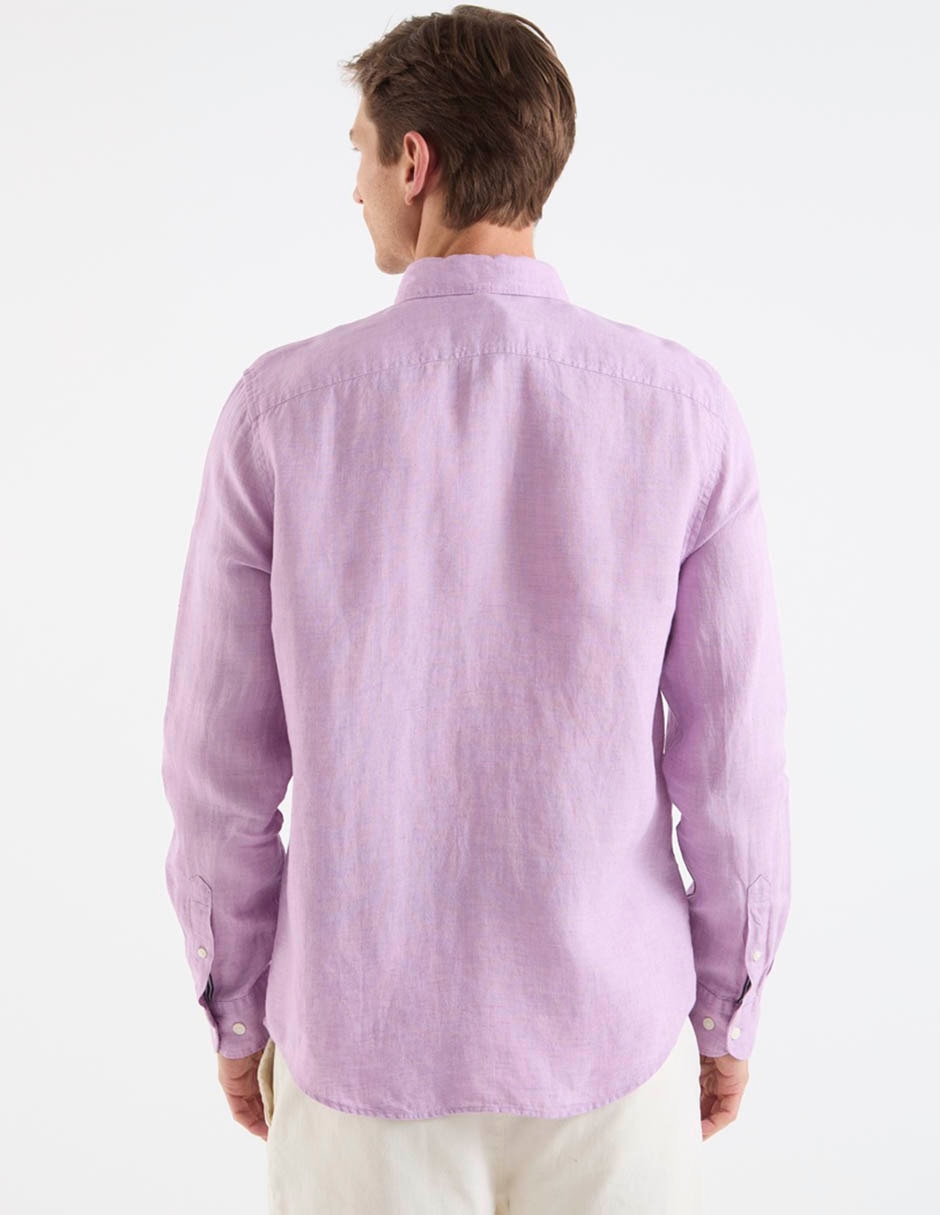 Camisa casual de lino manga larga para hombre 6
