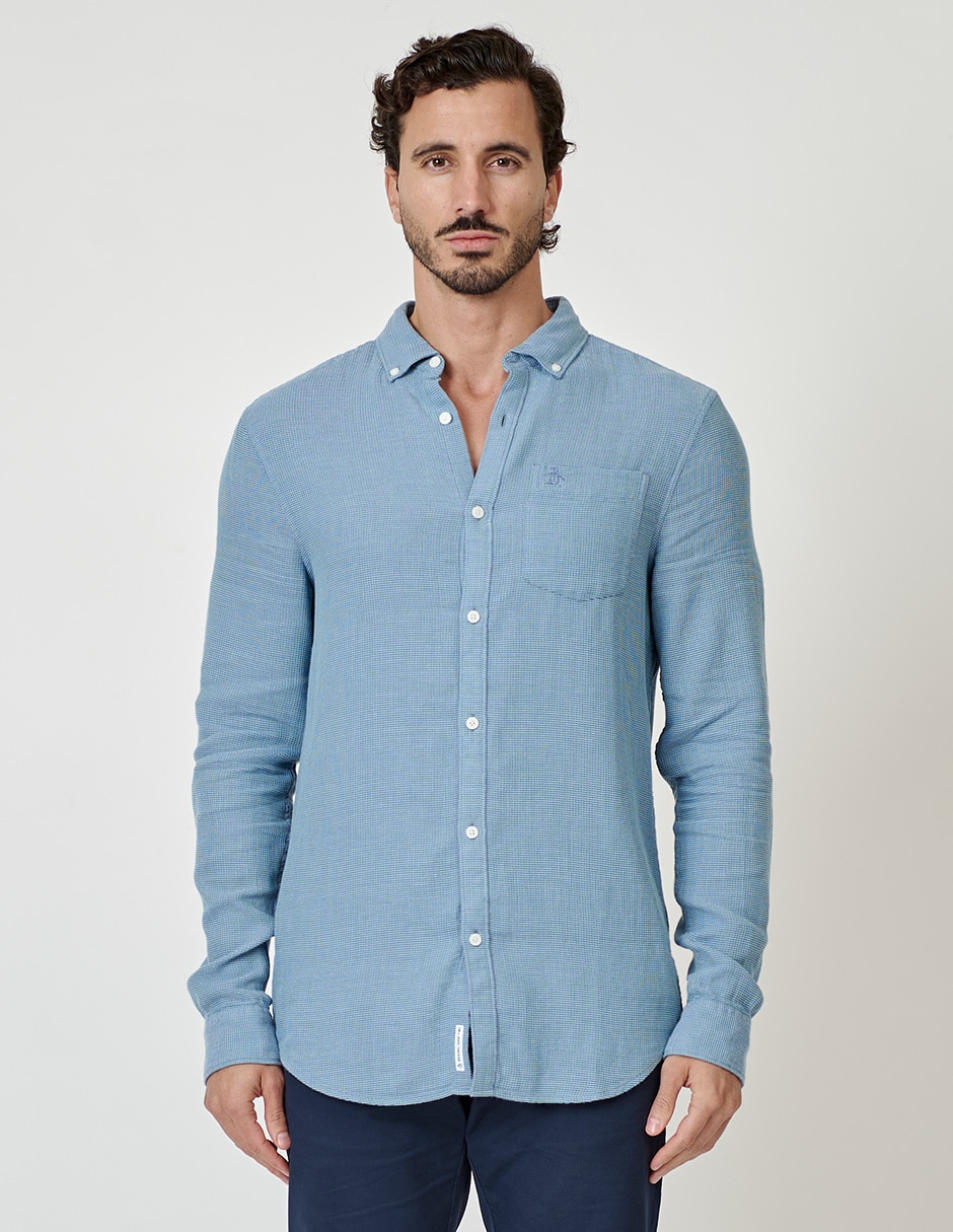 Camisa casual de algodón manga larga para hombre Camisa casual de algodón manga larga para hombre