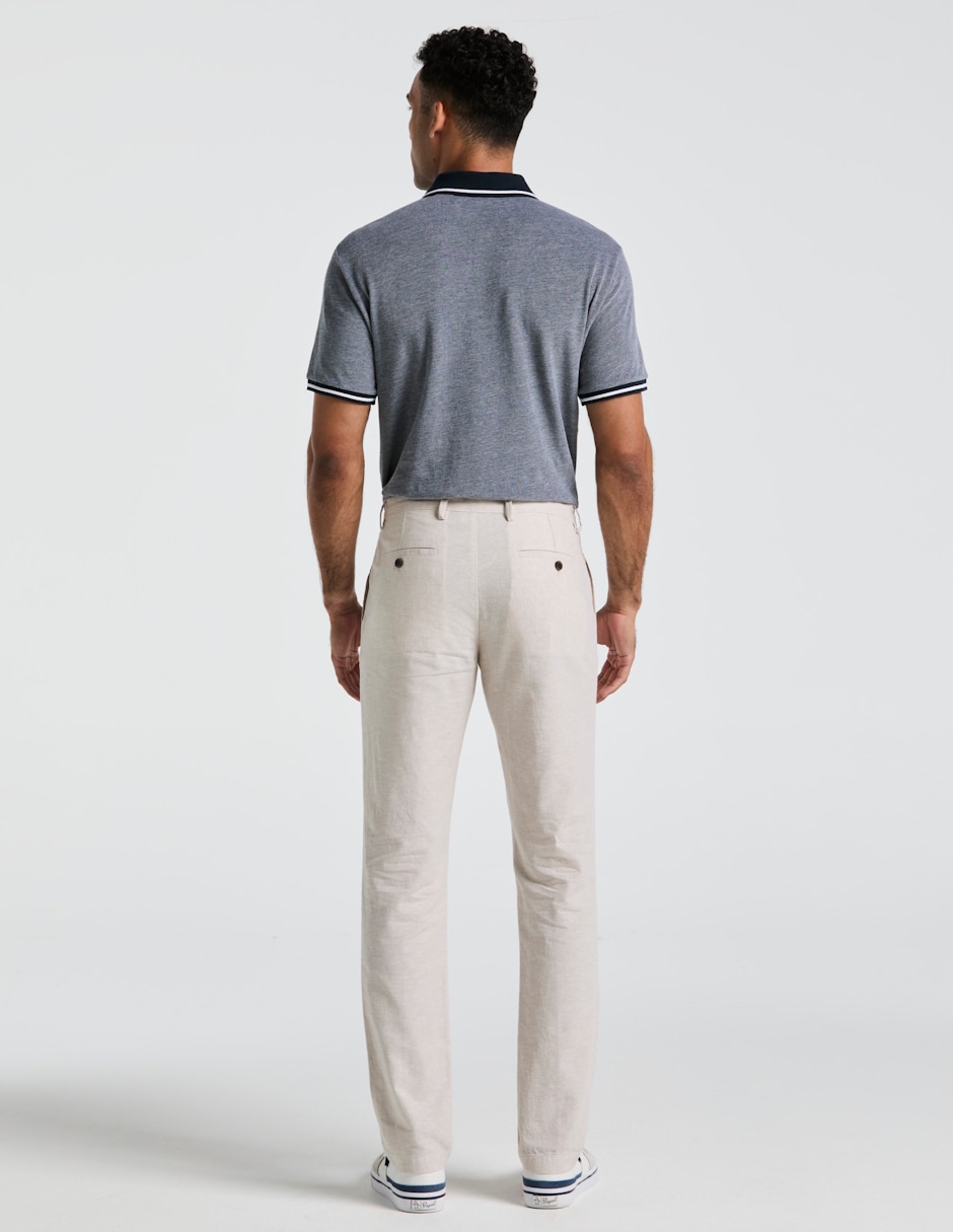 Pantalón casual chino regular de lino para hombre 2