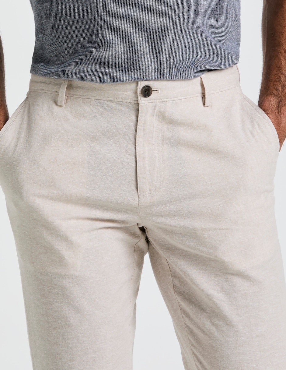 Pantalón casual chino regular de lino para hombre 3