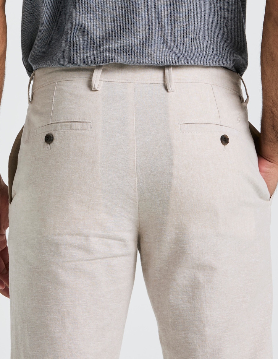 Pantalón casual chino regular de lino para hombre 4