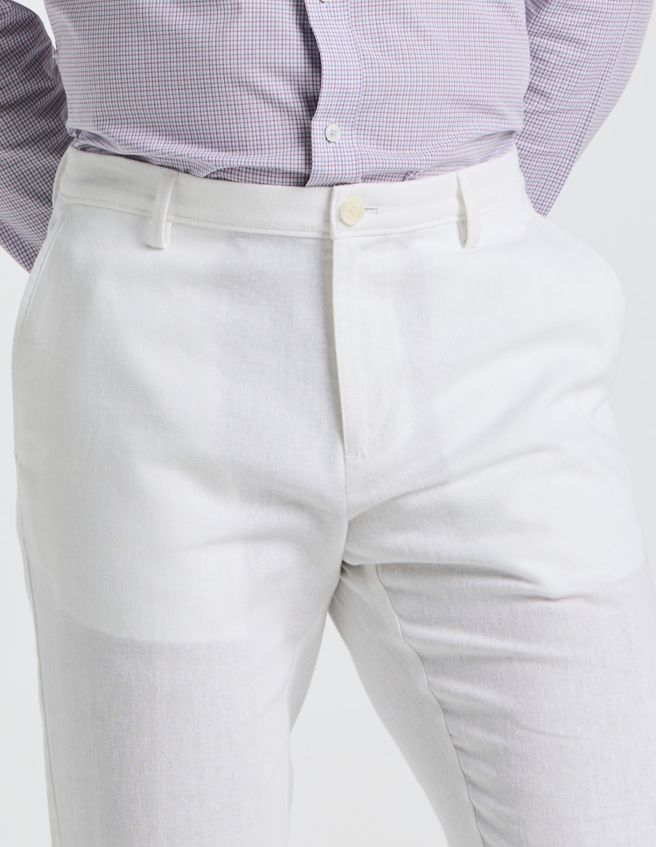 Pantalón casual chino regular de lino para hombre 3