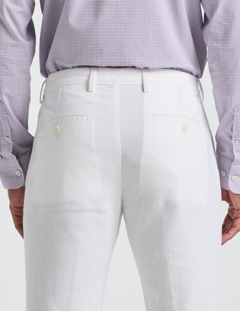 Pantalón casual chino regular de lino para hombre 4