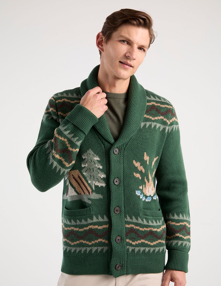 Suéter cuello solapa para hombre