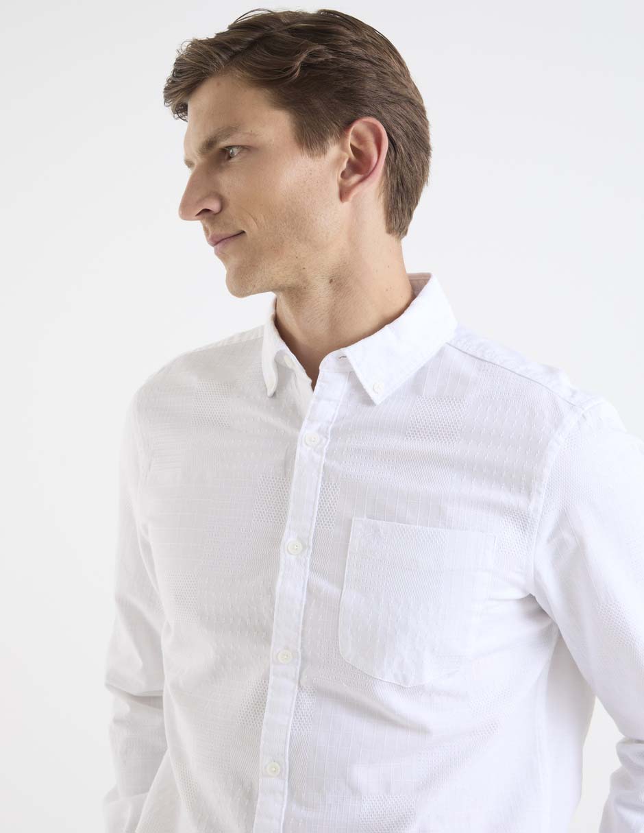 Camisa casual de algodón manga larga para hombre 5