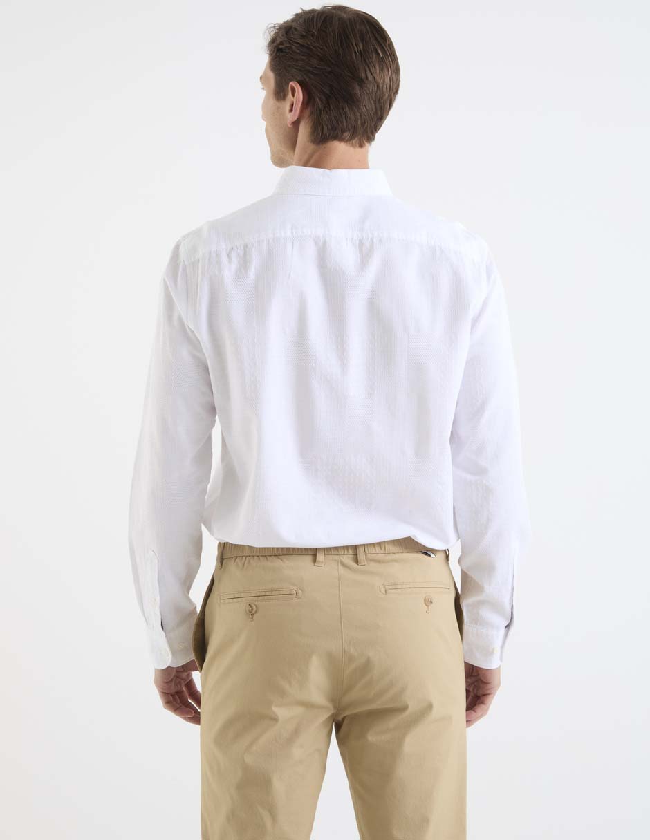 Camisa casual de algodón manga larga para hombre 6