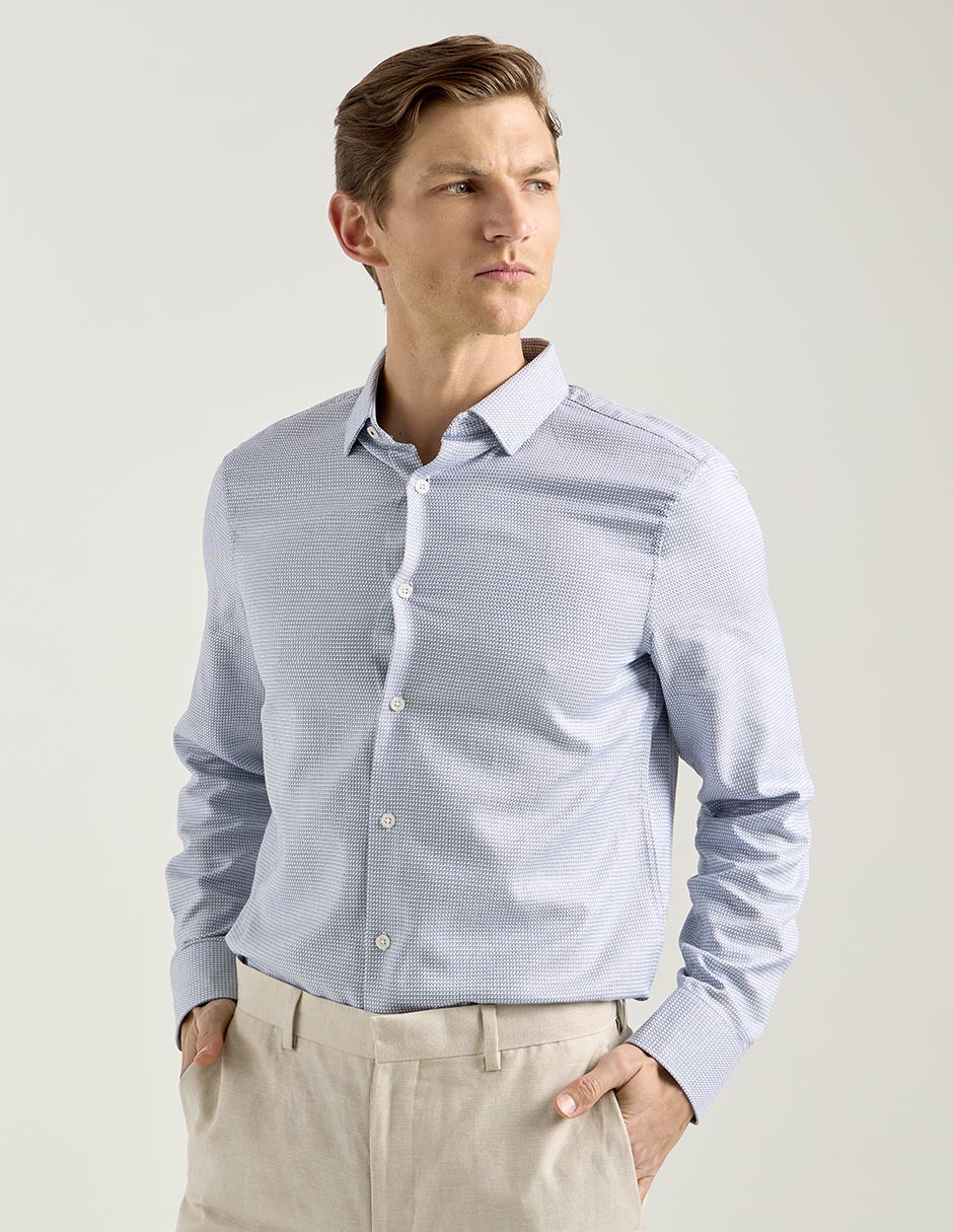 Camisa business casual de algodón manga larga para hombre Camisa business casual de algodón manga larga para hombre
