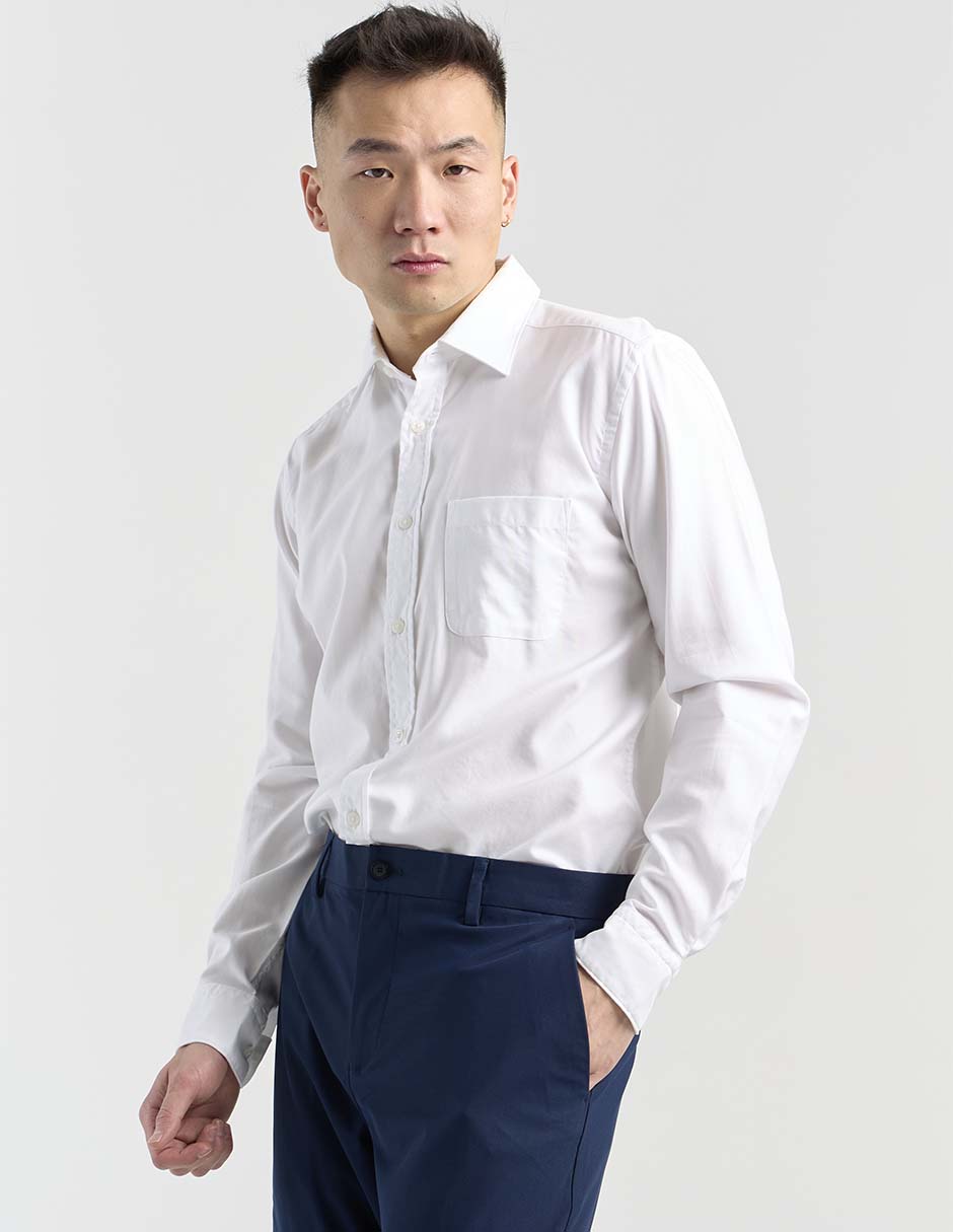 Camisa casual de algodón manga larga para hombre