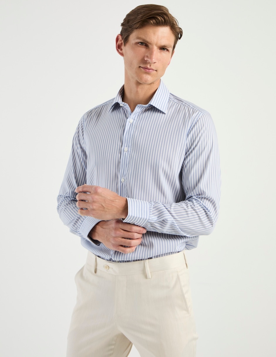Camisa business casual manga larga para hombre