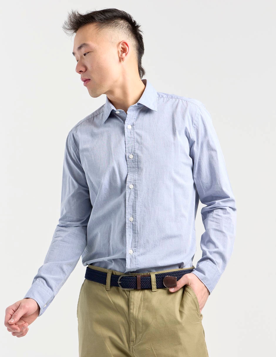 Camisa casual de algodón manga larga para hombre