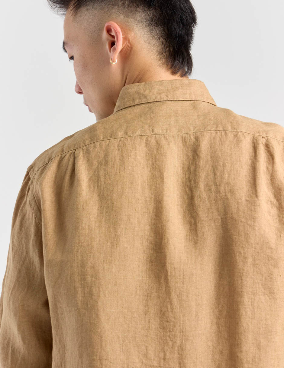 Camisa casual de lino manga larga para hombre 5