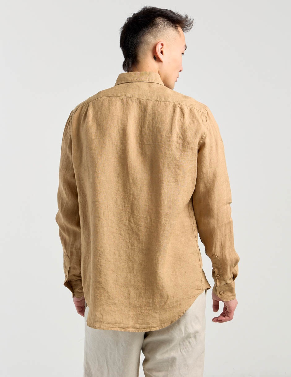 Camisa casual de lino manga larga para hombre 6