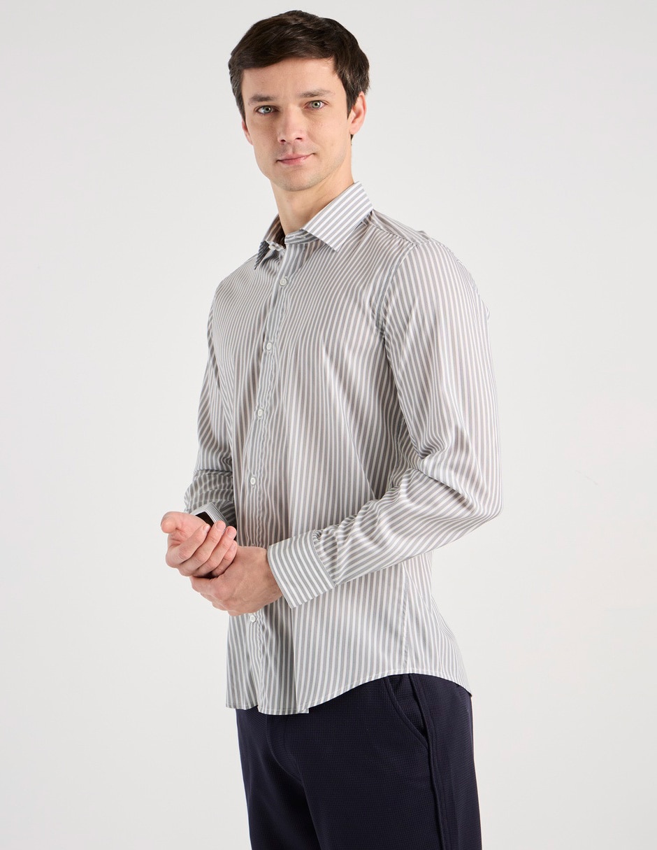 Camisa business casual manga larga para hombre