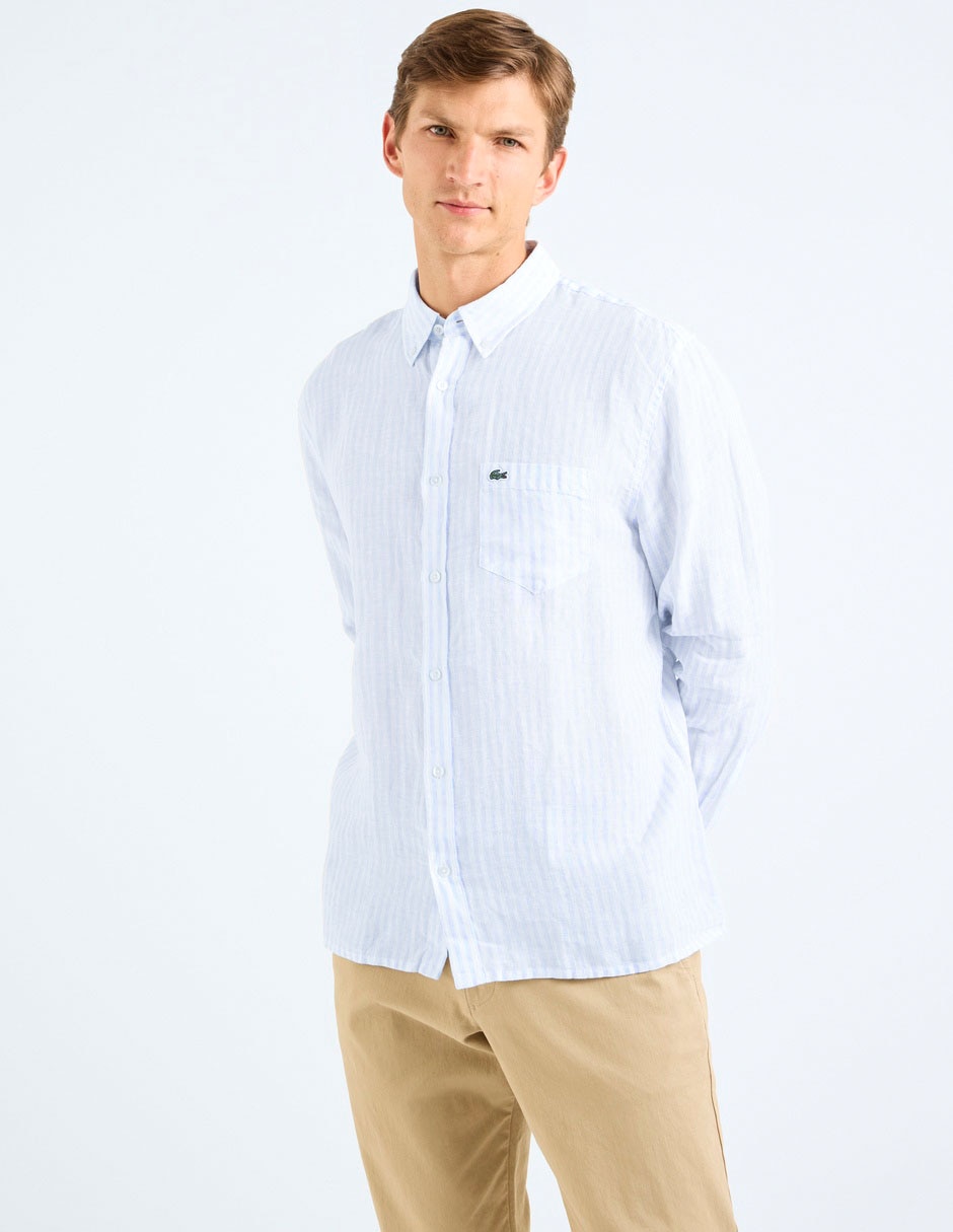 Camisa casual de lino manga larga para hombre 2