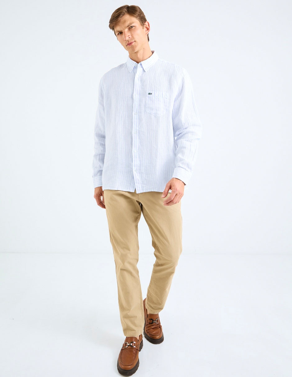 Camisa casual de lino manga larga para hombre 3