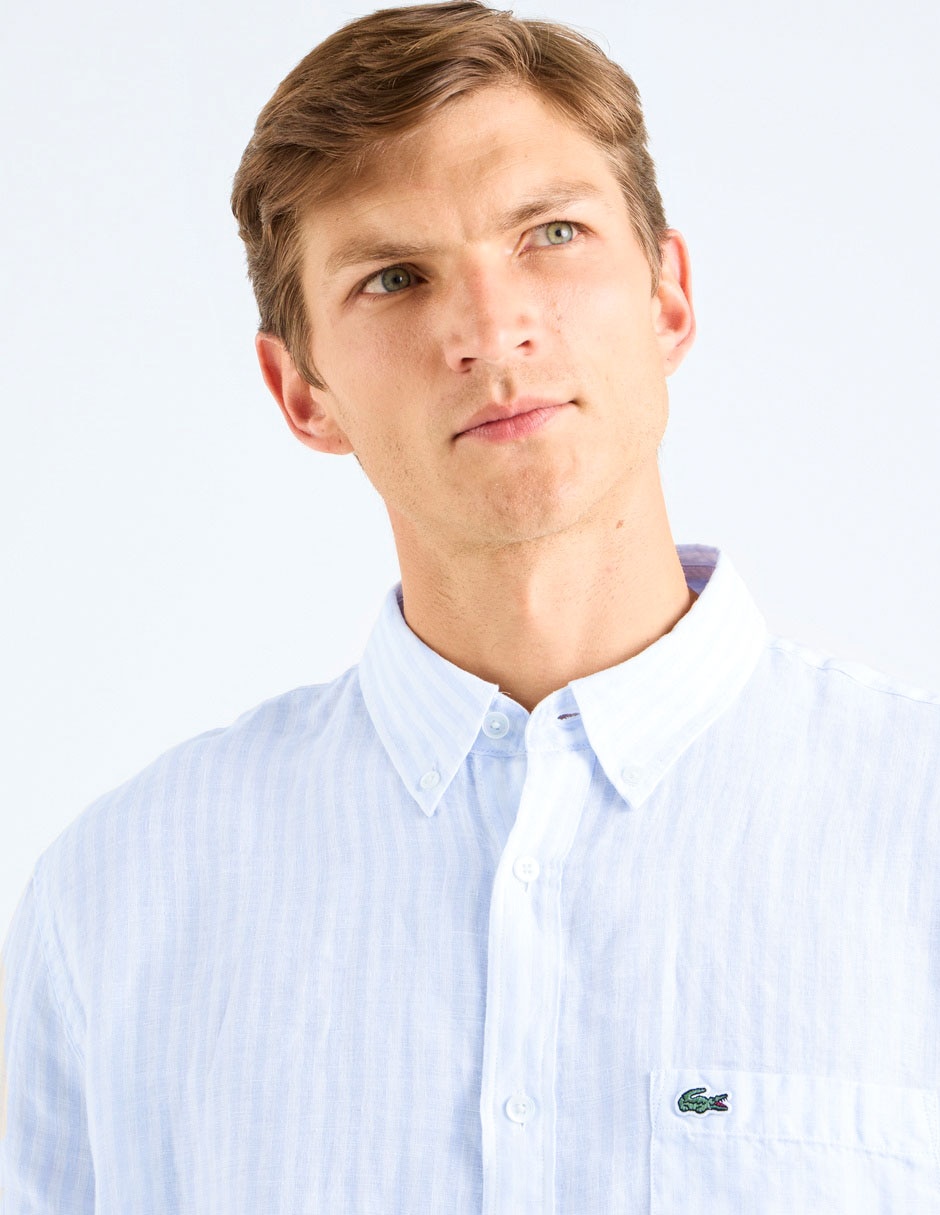 Camisa casual de lino manga larga para hombre 4