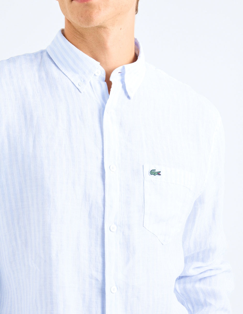 Camisa casual de lino manga larga para hombre 5