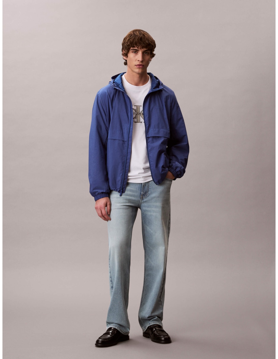 Chamarra rompevientos impermeable capucha y bolsa para hombre 2