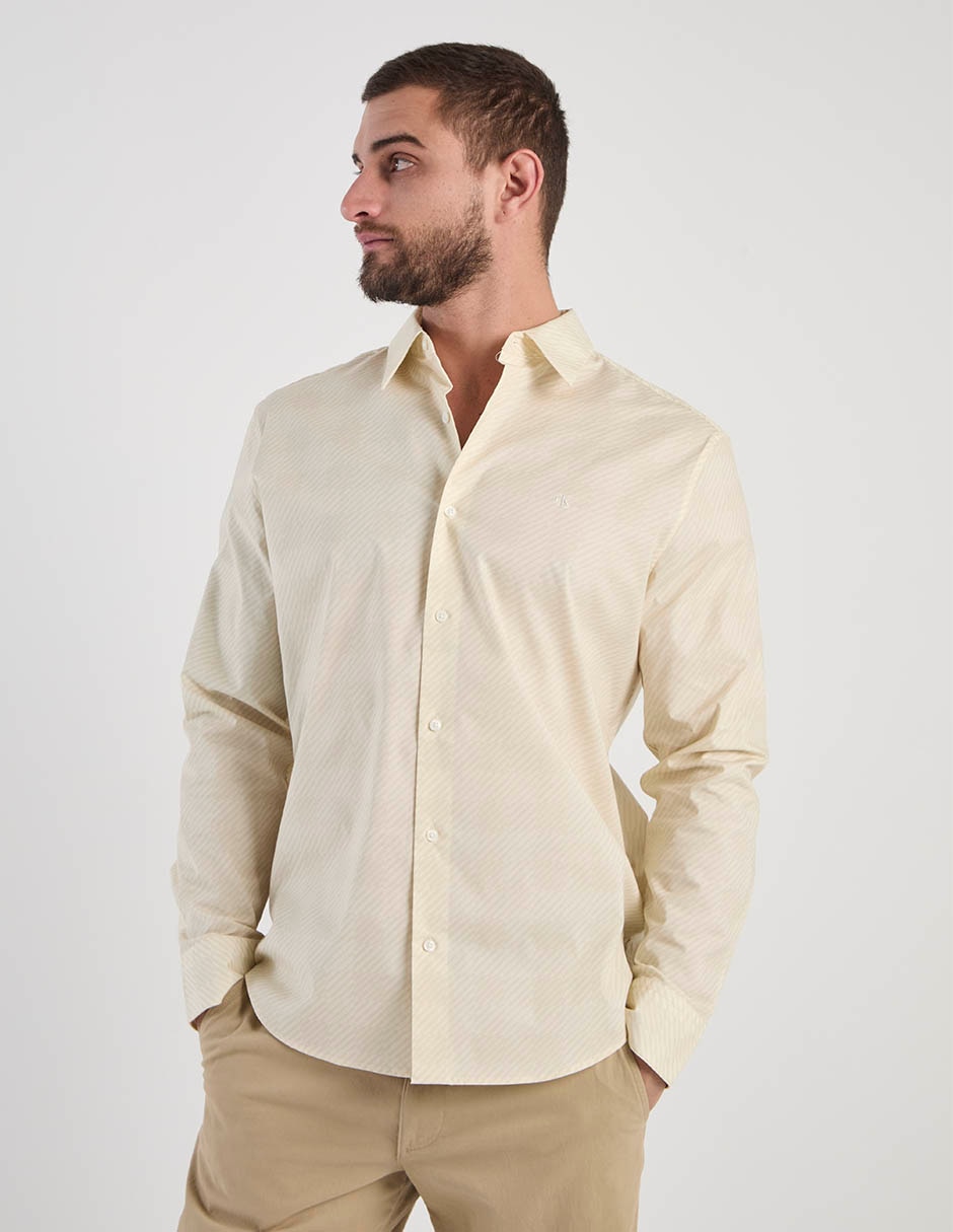 Camisa casual de algodón manga larga para hombre