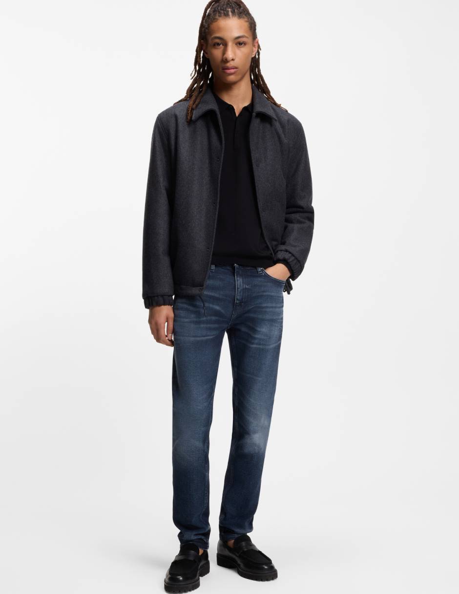 Jeans slim lavado whisker para hombre