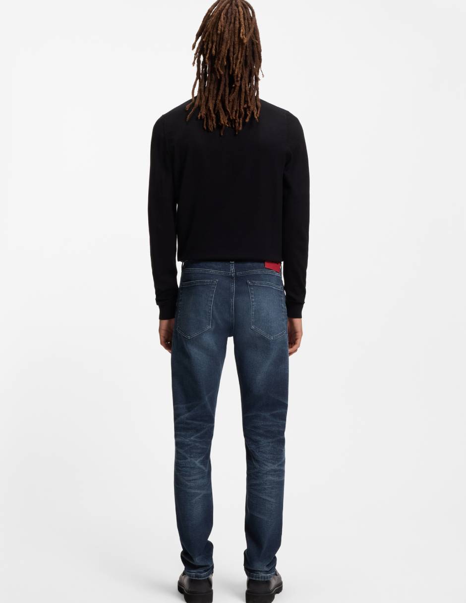 Jeans slim lavado whisker para hombre 5