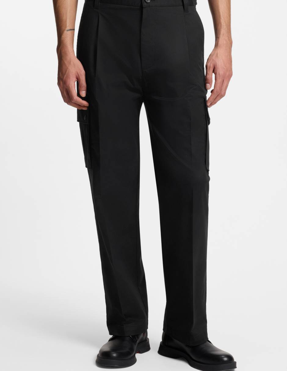 Pantalón business casual cargo recto de algodón para hombre 4