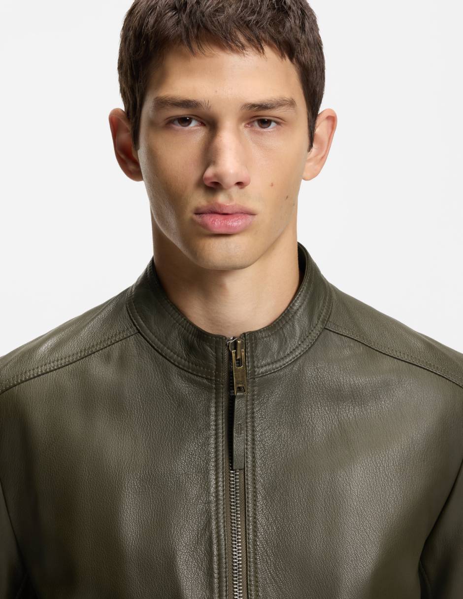 Chamarra cazadora de piel para hombre 4