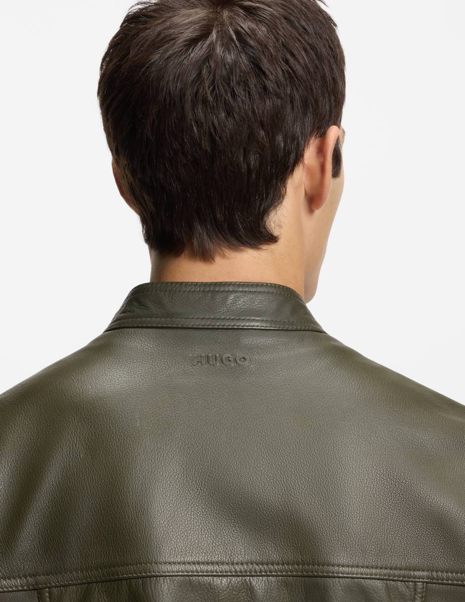 Chamarra cazadora de piel para hombre 5