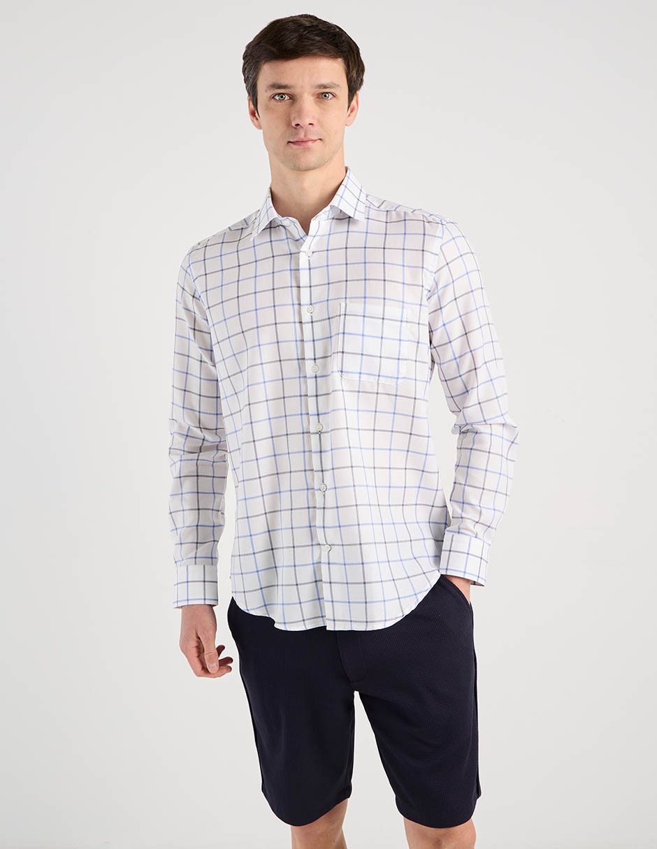Camisa casual de algodón manga larga para hombre