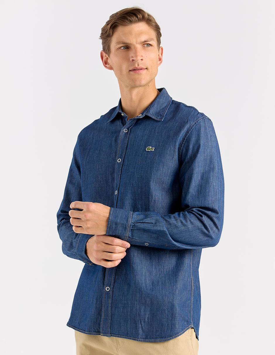 Camisa casual de algodón manga larga para hombre