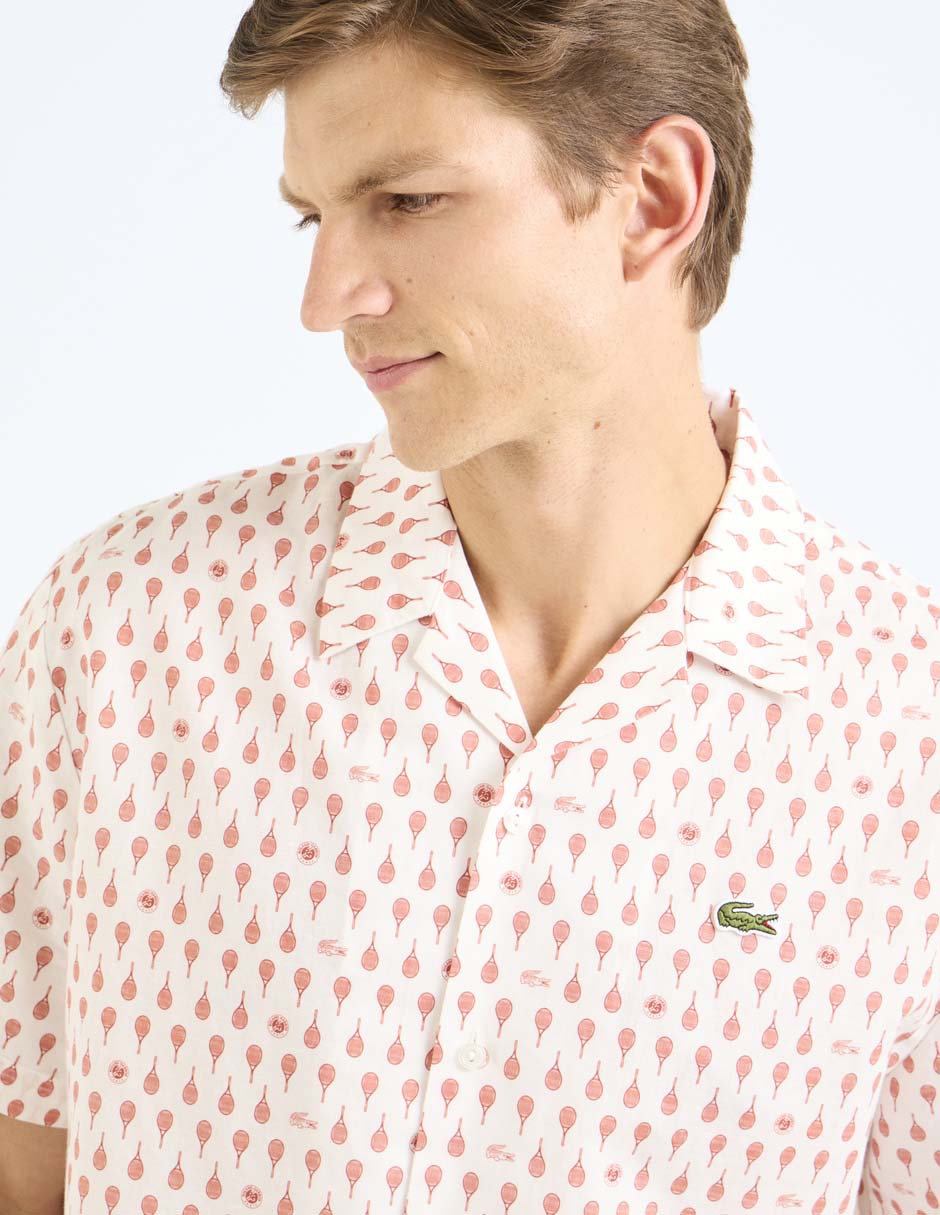 Camisa casual de lino manga corta para hombre 4