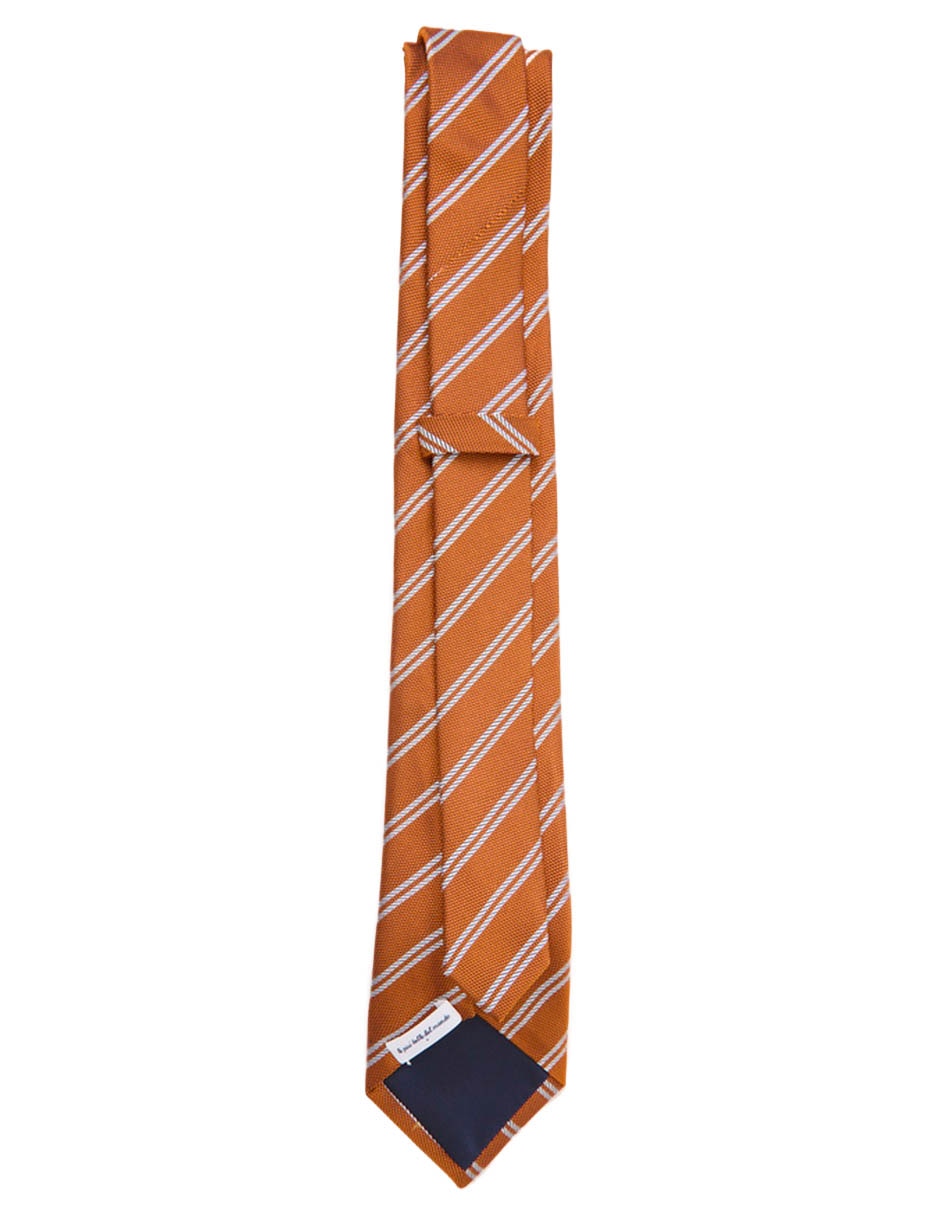 Corbata regular de seda estampado a rayas para hombre 2