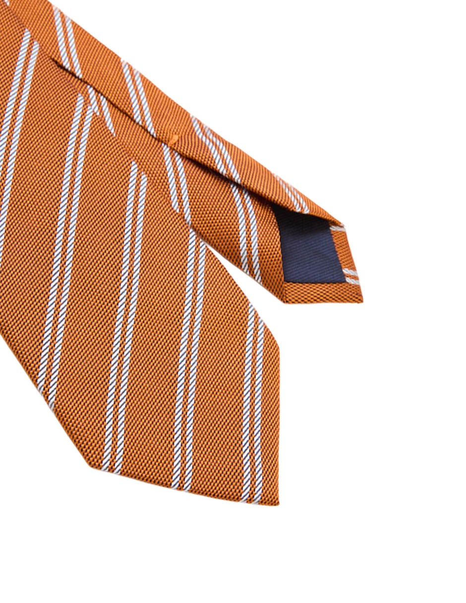 Corbata regular de seda estampado a rayas para hombre 3