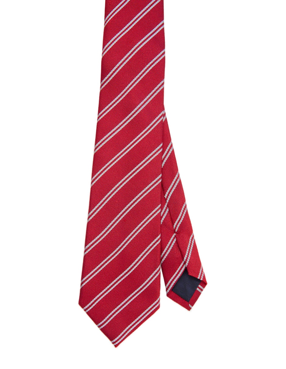 Corbata regular de seda estampado a rayas para hombre