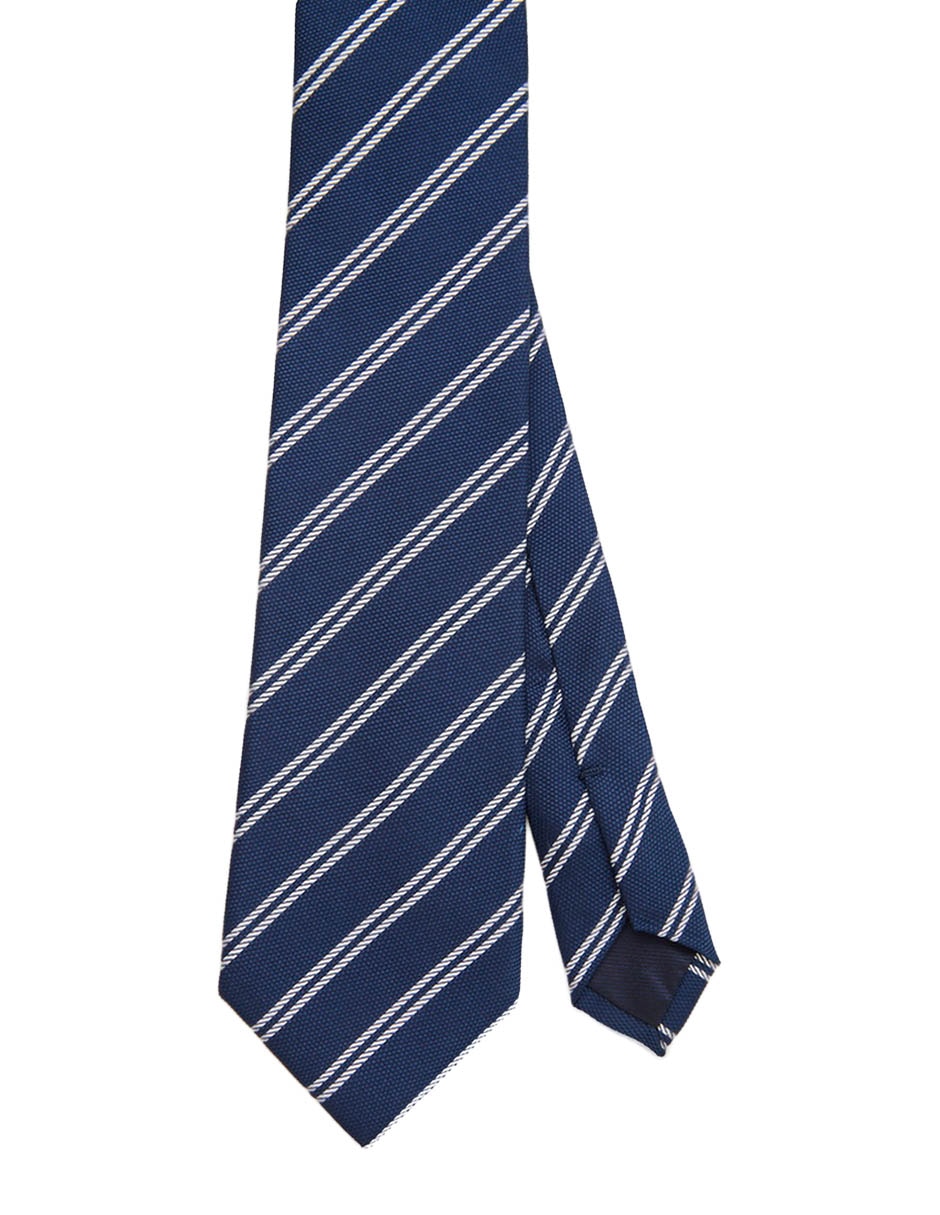 Corbata regular de seda estampado a rayas para hombre