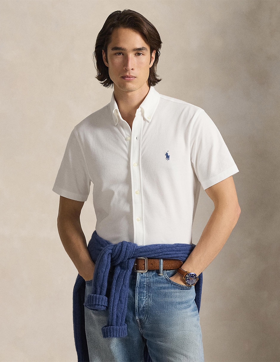 Camisa casual de algodón manga corta para hombre