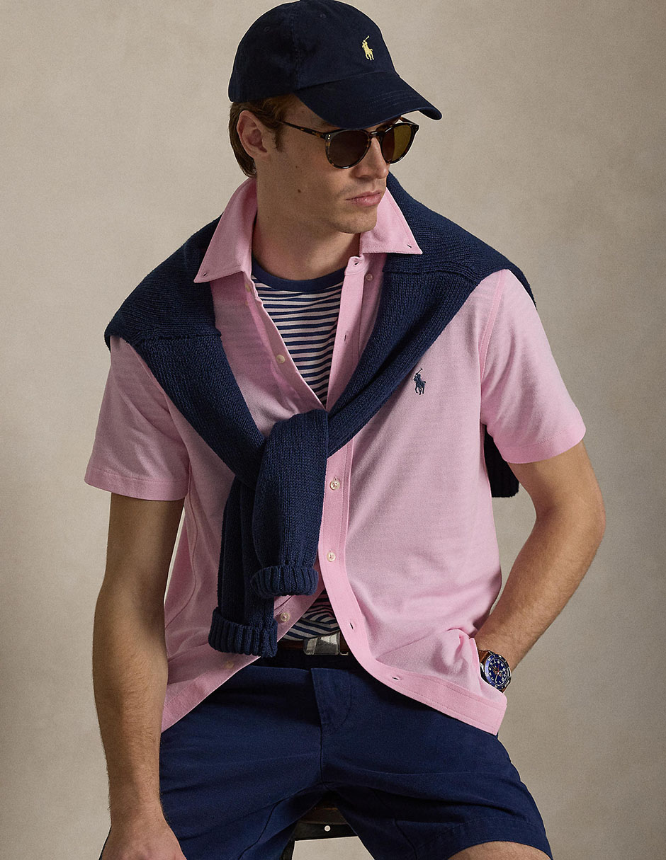 Sobrecamisa casual de algodón manga corta para hombre 5