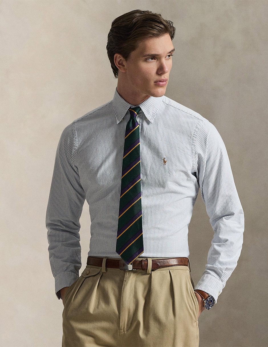 Camisa business casual manga larga para hombre