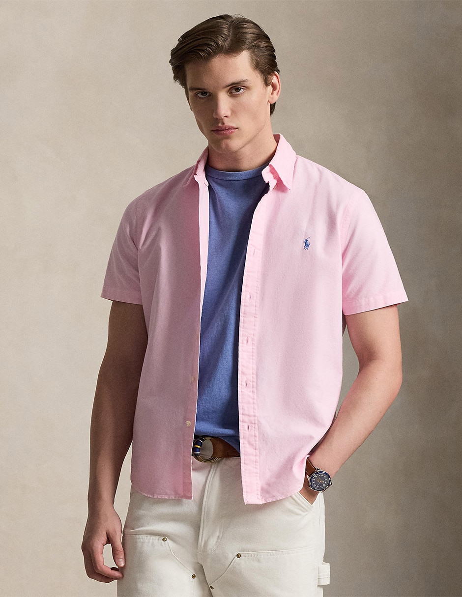 Camisa casual de algodón manga corta para hombre