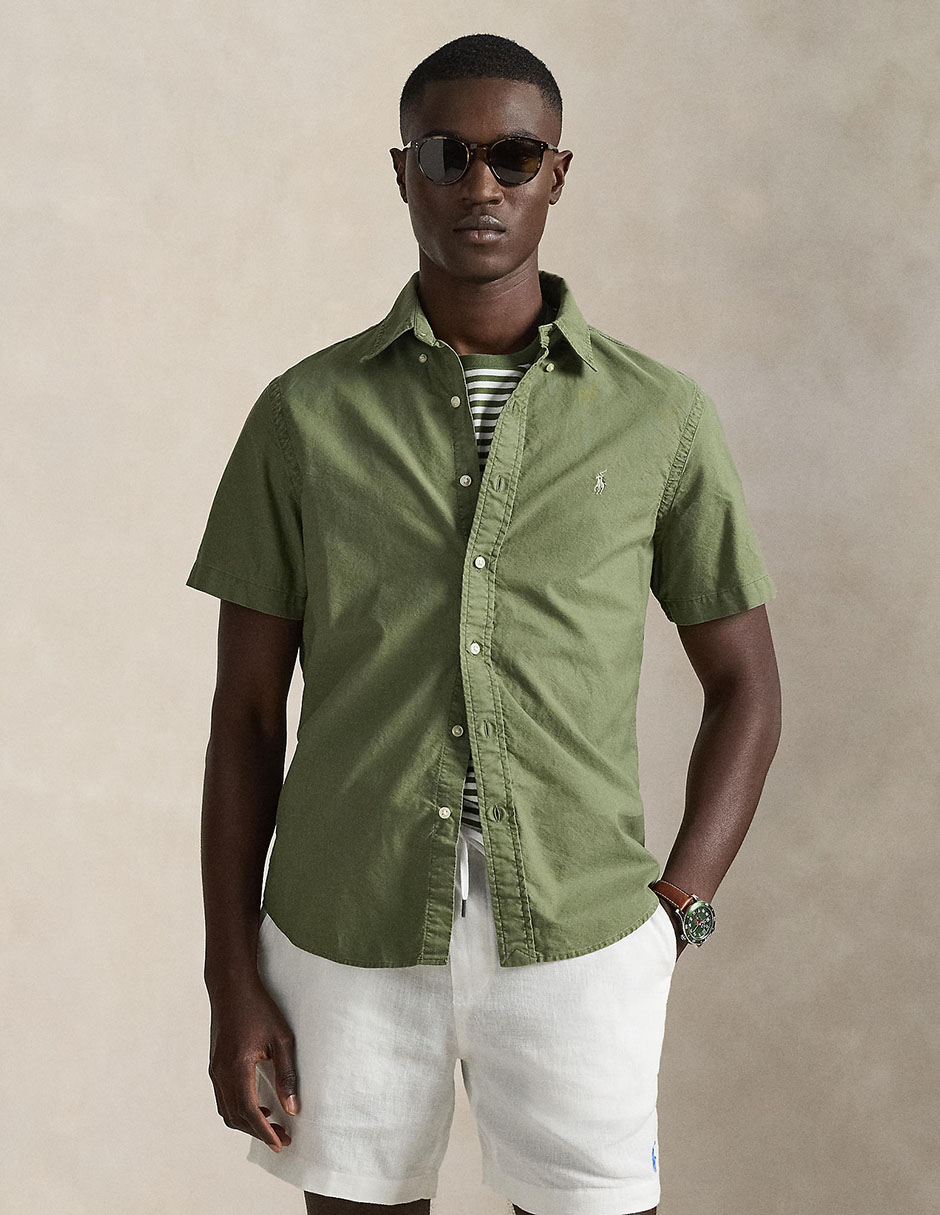 Camisa casual de algodón manga corta para hombre