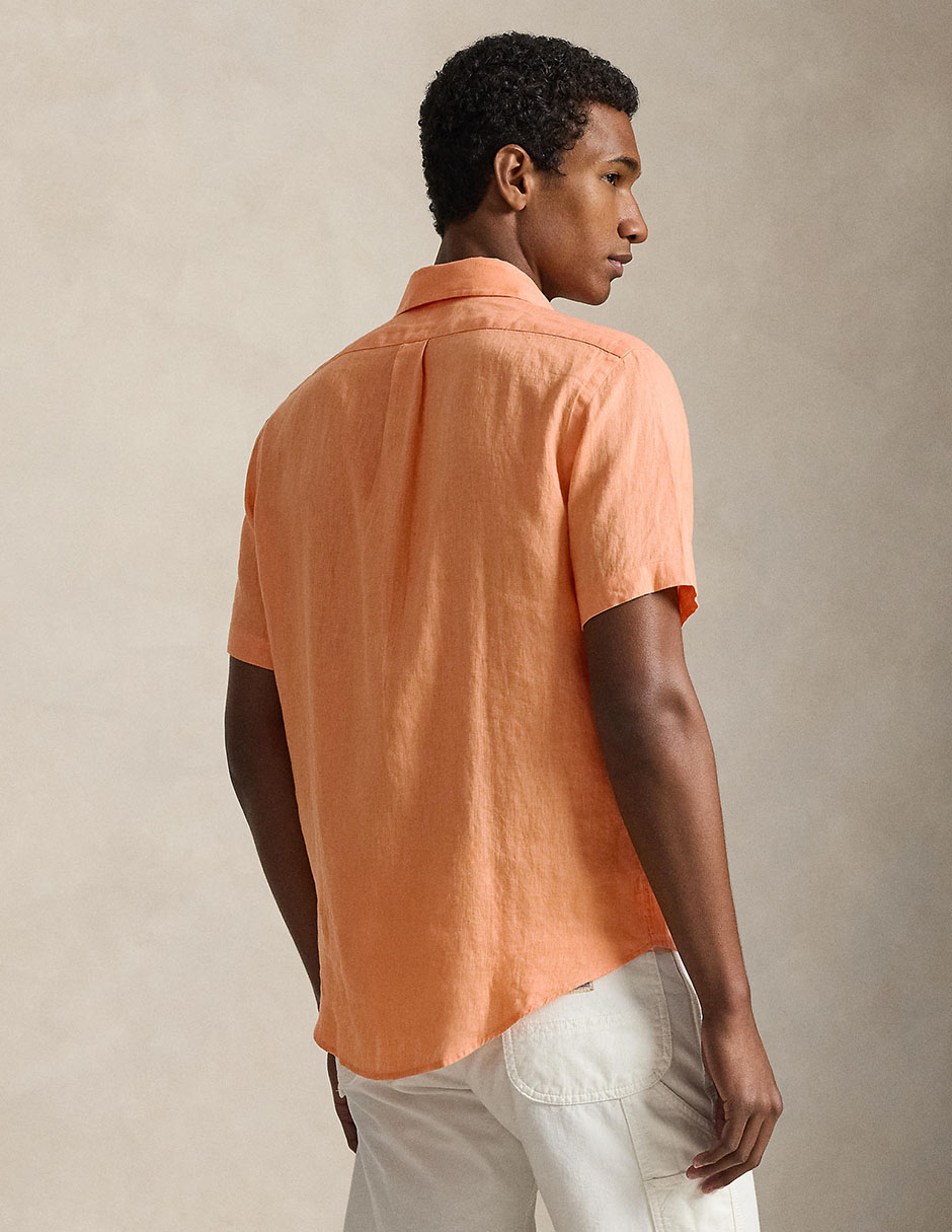 Camisa casual de lino manga corta para hombre 2