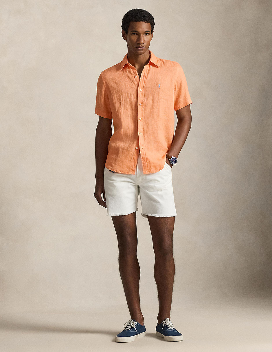 Camisa casual de lino manga corta para hombre 3