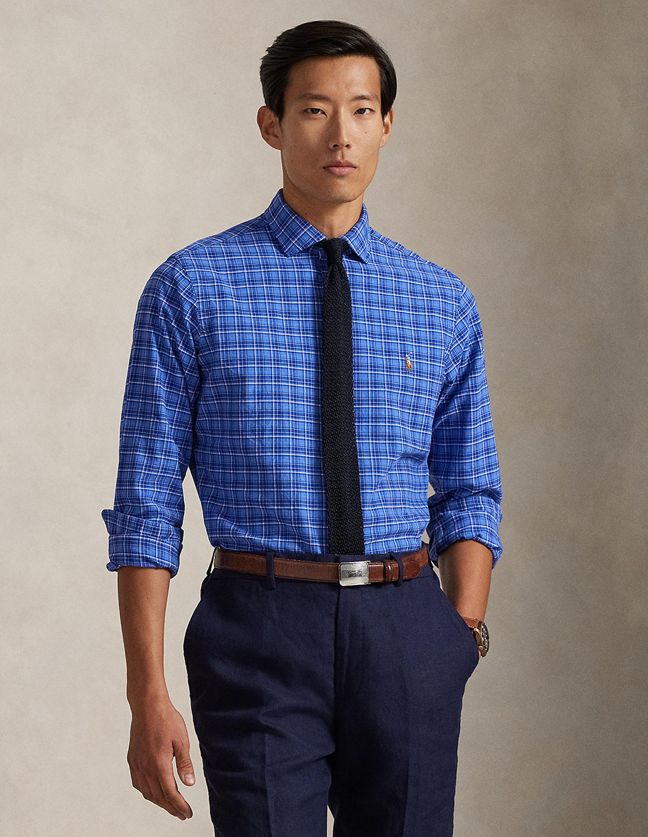 Camisa business casual de algodón manga larga para hombre