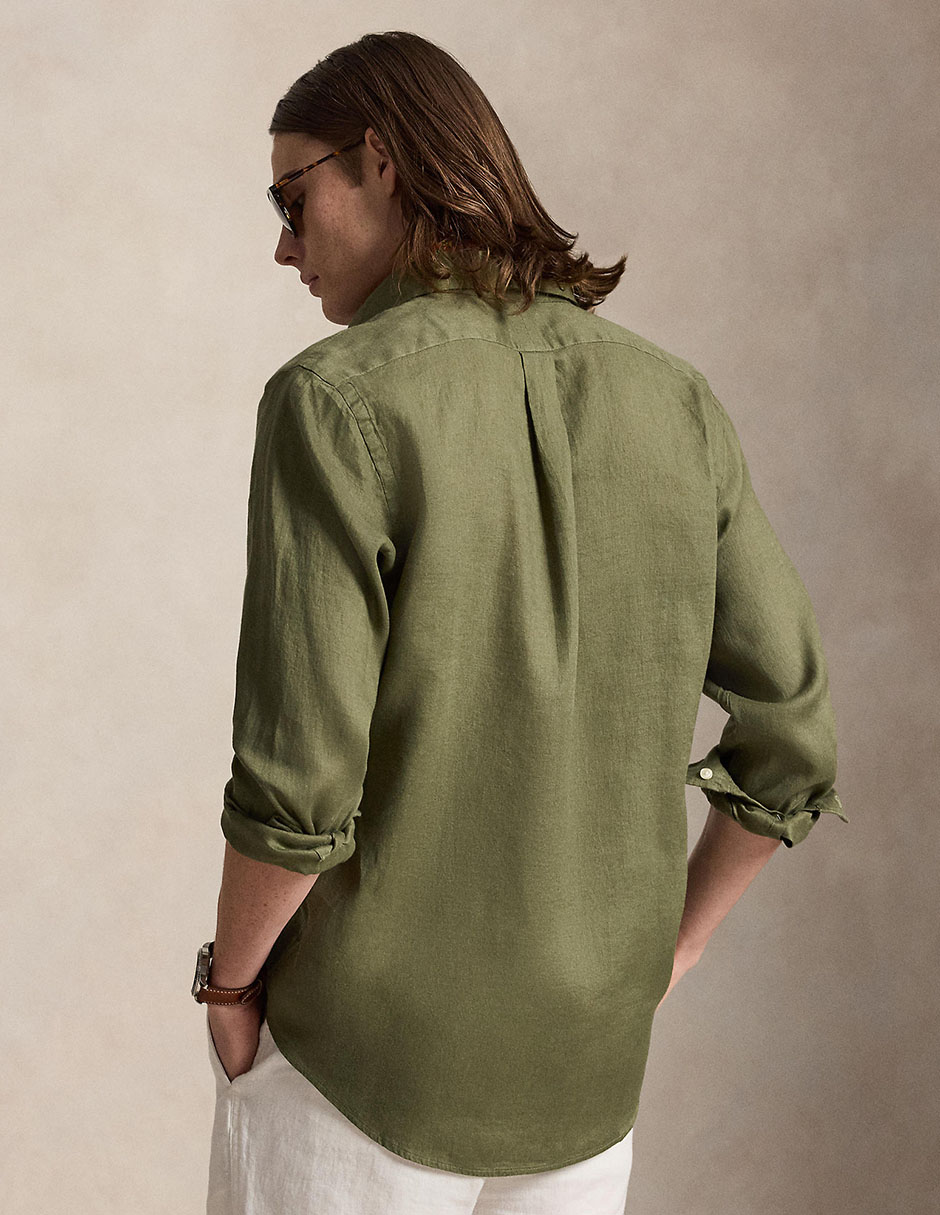 Camisa casual de lino manga larga para hombre 2