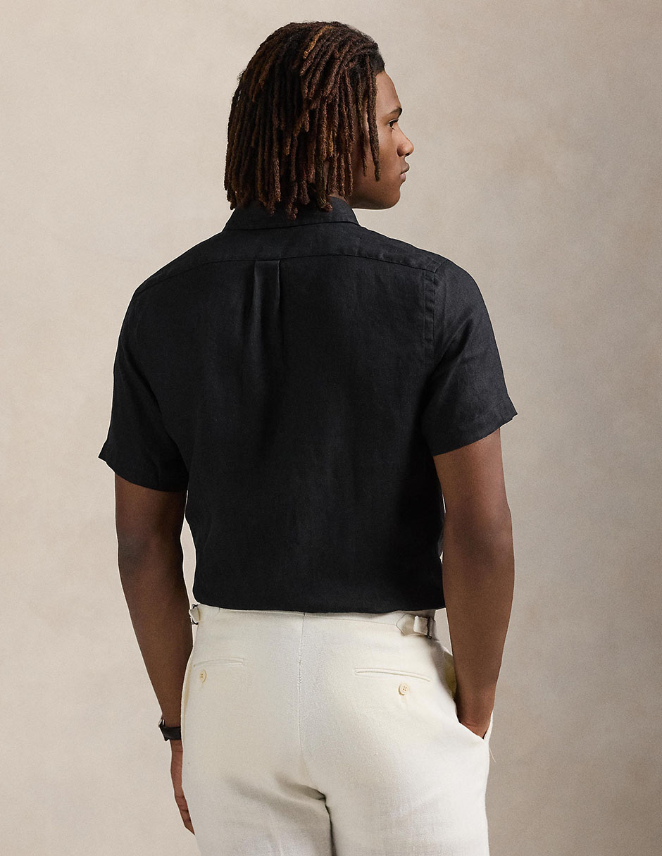 Camisa casual de lino manga corta para hombre 2